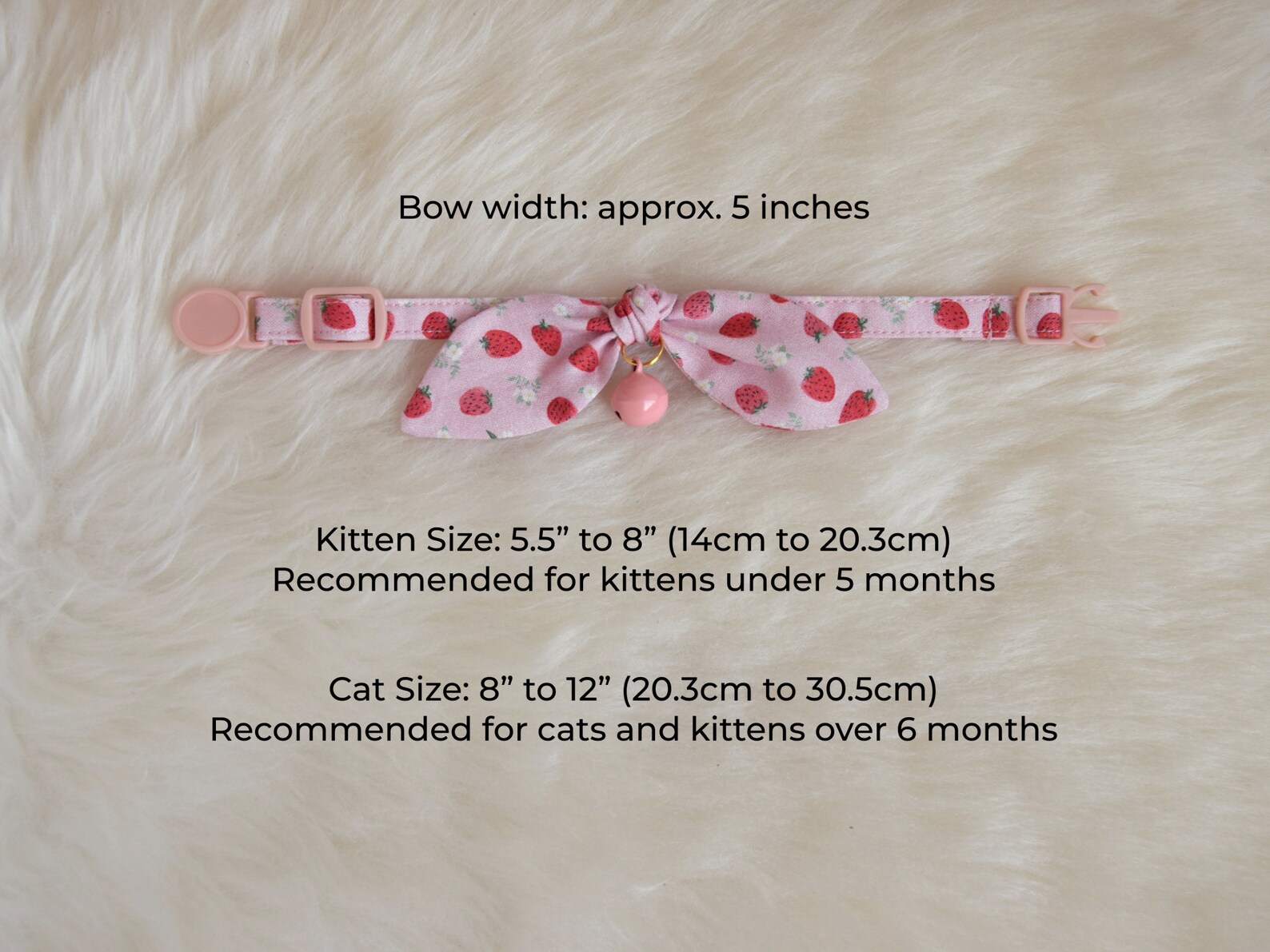Pink Strawberry Cat Breakaway Collar With Bow and Bell Etsy
