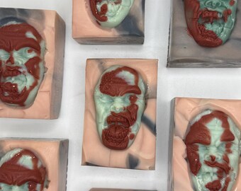 Zombie Head Soap. Patchouli and Pine.