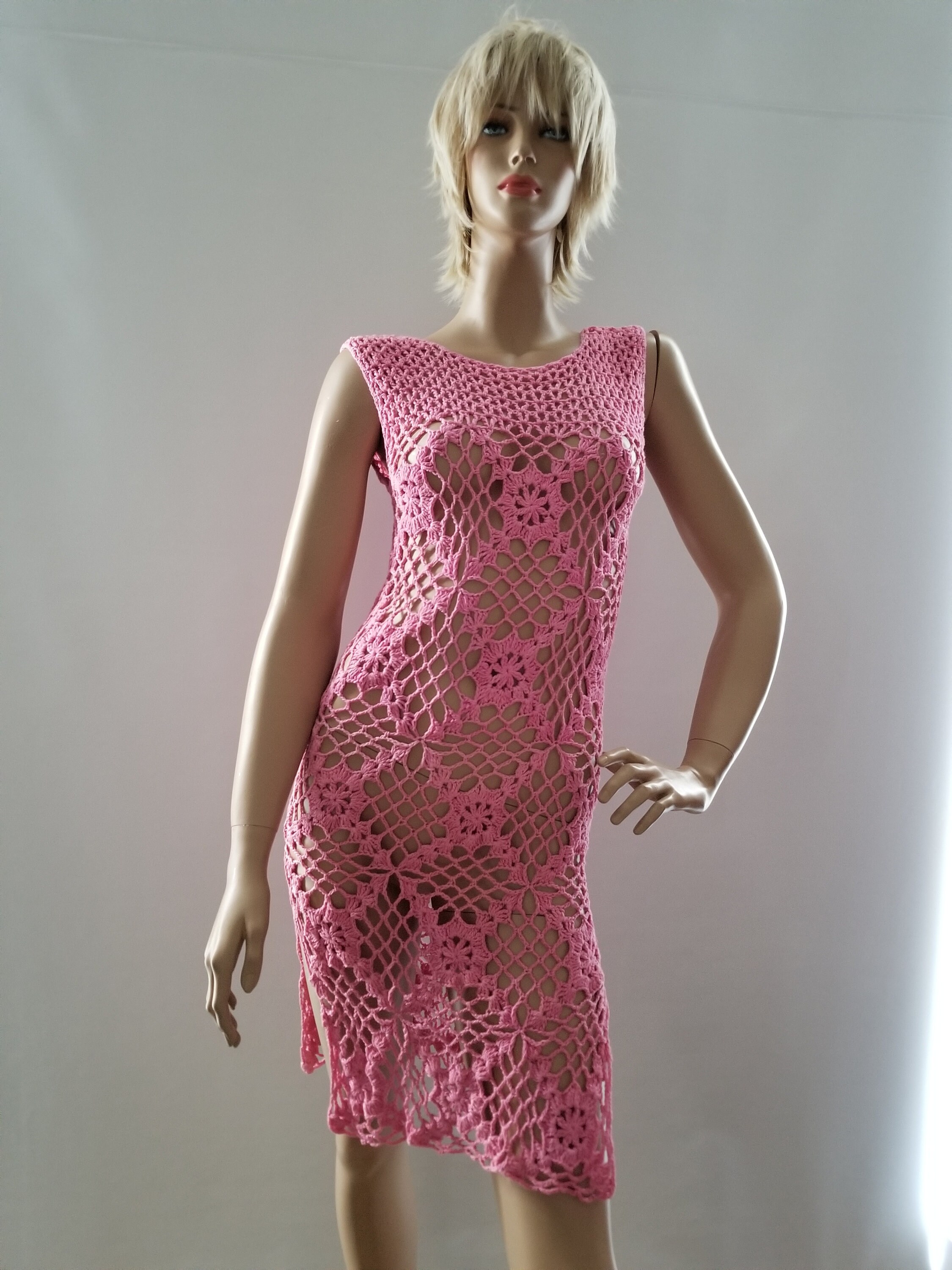 Handmade Vintage Style Crochet Dress with sides opening Etsy