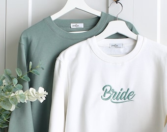 Embroidered Wedding Sweatshirts, Bride Groom, Wifey Hubby, Honeymoon, Hen Party