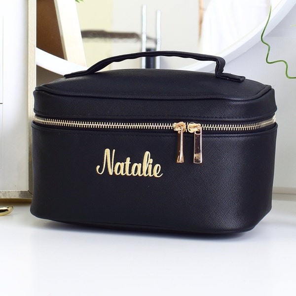 Embroidered Makeup bag, Personalised Vanity Case, Gift for her