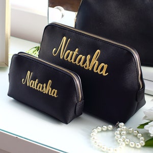 Cosmetic bag, Embroidered makeup bag, Personalised weekend bag, Birthday gift