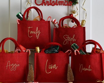 Christmas gift bag Christmas party bags Red Gift Bags Etsy