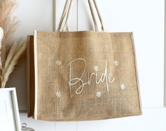 Bride wedding bag, Bride Gift, Embroidered Bride tote bag, Bride shopping Bag