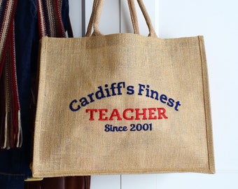 Embroidered Teacher Tote bag, Thank you gift, Teacher gift, Personalised Teacher bag