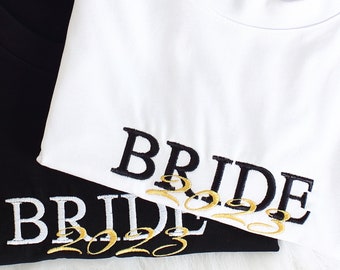 Luxury Embroidered Bride Tshirt, Gift for the Bride, Hen party tshirt, Honeymoon tshirt,