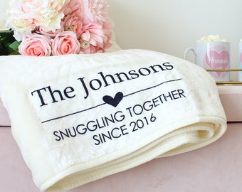 Personalised family blanket, Christmas gift, new home, couples gift - 3 colours