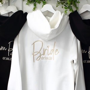 Embroidered Bride zipped Hoodie, Bridesmaid Bride zip up hoodie image 1