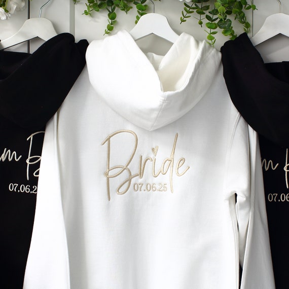 Embroidered Bride Zipped Hoodie Bridesmaid Bride Zip up Hoodie Etsy UK