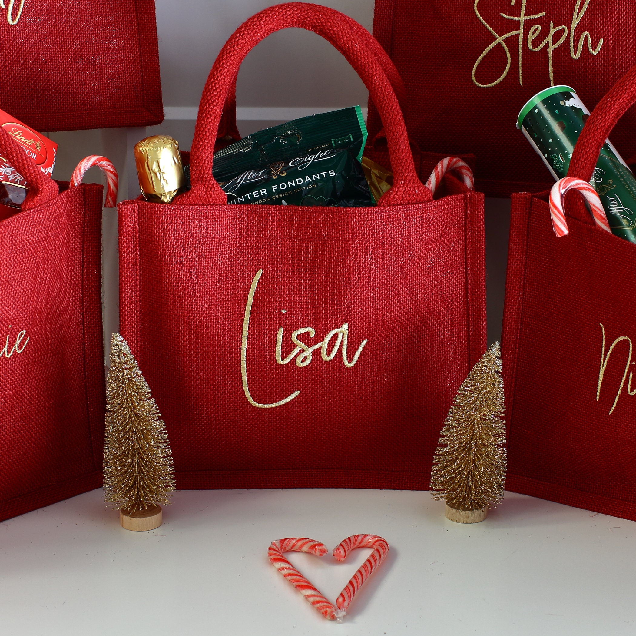 Christmas gift bag Christmas party bags Red Gift Bags Etsy
