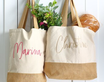 Personalised Shopping bag, Embroidered Tote bag, Beach Bag, Bridesmaid gift, Birthday Gift for her