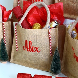 Personalised Christmas gift bag, Embroidered Christmas party bags, Personalised bag