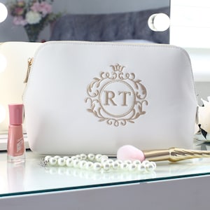 Personalised makeup bag, Embroidered Cosmetic bag, Personalised gift,