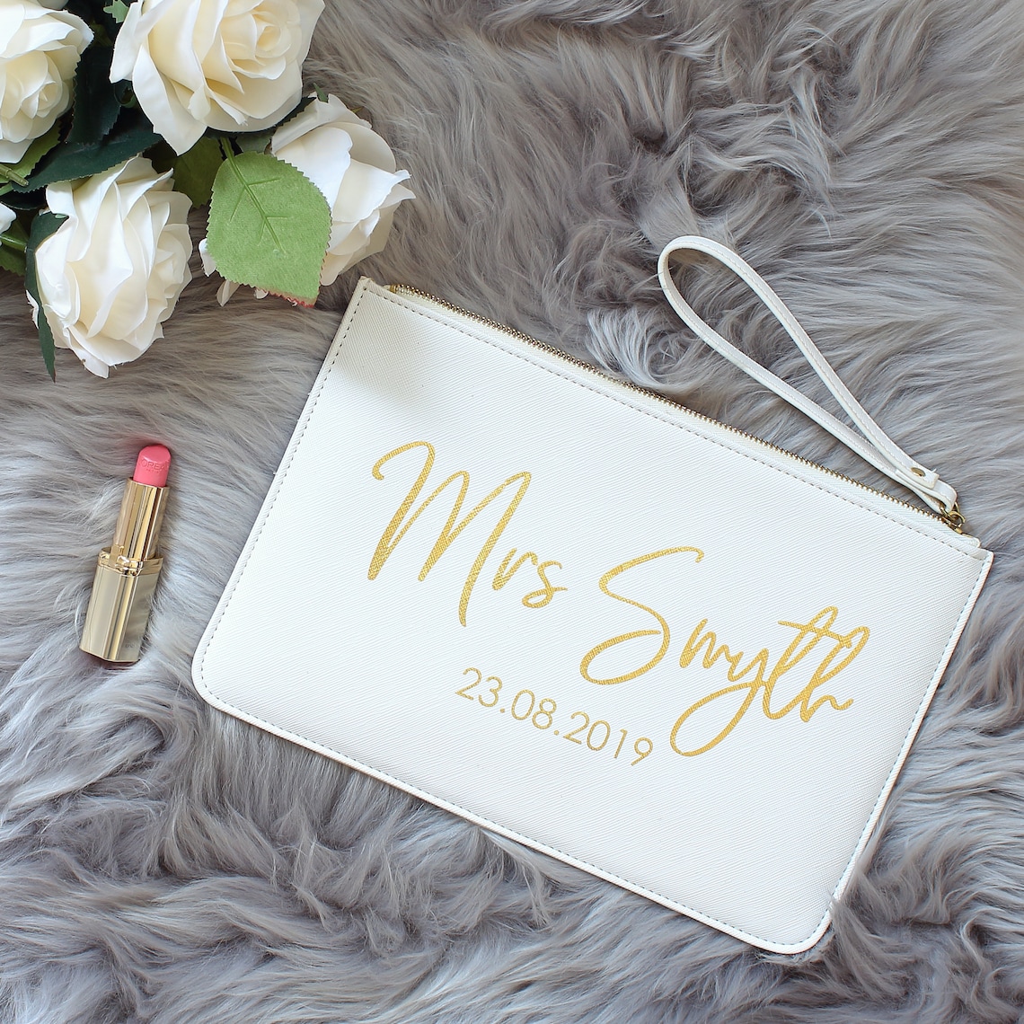 Personalised Mrs Clutch Bag Bride Purse Wedding day accessory Etsy