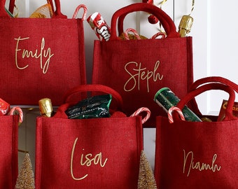 Christmas gift bag Christmas party bags Red Gift Bags Etsy