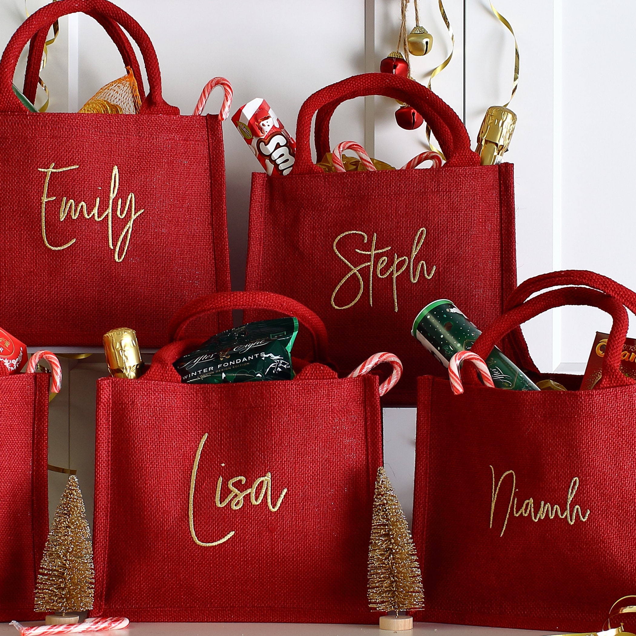 Christmas gift bag Christmas party bags Red Gift Bags Etsy
