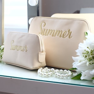 Personalised Cosmetic bag, Embroidered make up bag, Toiletry bag, personalised bag