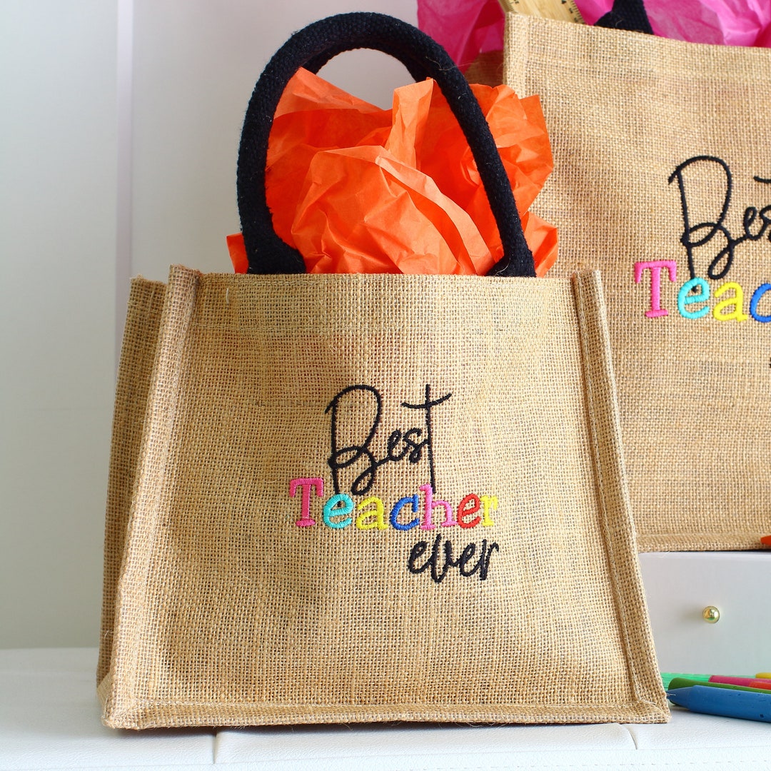 Teacher Gift, Embroidered Teacher Tote Bag, Thank You Teacher Gift ...