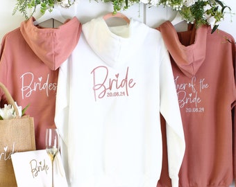 Embroidered Bridal zipped Hoodies, Bridesmaid Hoodie, Personalised Bride zip up hoodie