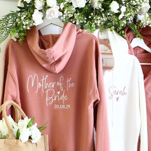 Embroidered Bridal zipped Hoodies, Bridesmaid Hoodie, Personalised Bride zip up hoodie image 2