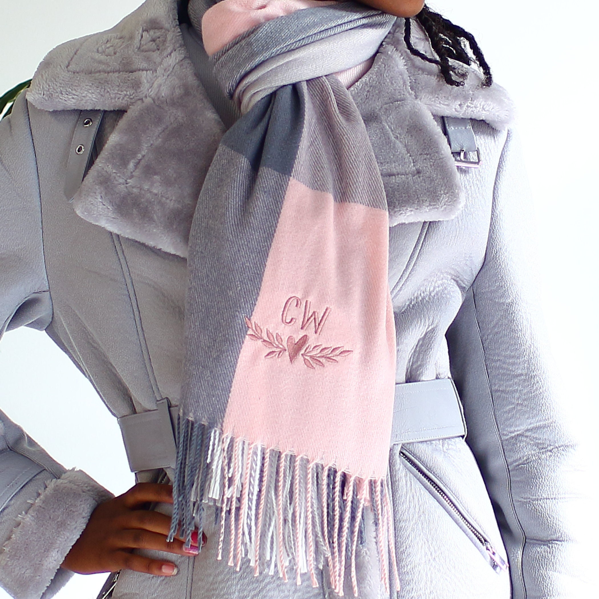 Pink Embroidered Scarf Christmas Gift Her Luxury Soft Scarf -  Norway