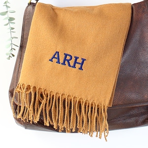 Christmas gift for him, Luxury embroidered scarf, Dad, Husband, Mens Initials scarf, Birthday gift him
