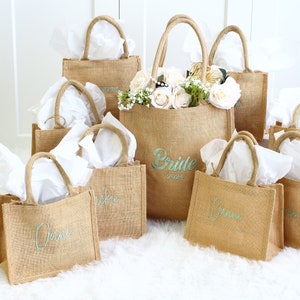 Personalised tote bags, embroidered gift bags,  Bridesmaid, wedding tote bag