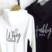 Luxury embroidered Wifey Hubby zipped Hoodies, Honeymoon outift, couples zip up hoodie