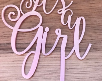 Baby Girl, Baby Boy Acrylic cake topper for Baby shower or Baby Birth celebrations -  script cake topper.