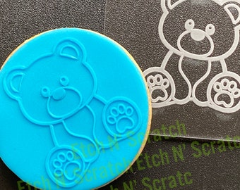 Baby Teddy Bear Cookie De Embosser, Acrylic Fondant Stamp, Baby shower #018