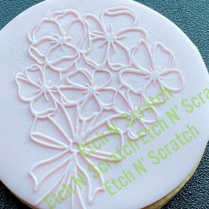 Bunch of Flowers style 1 Cookie De Embosser, Acrylic Fondant Stamp Floral arrangement #065