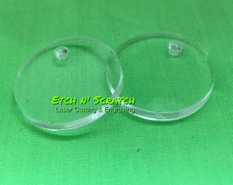 Laser Cut Acrylic or Tmber Veneer 1" circle shape With jump ring holes various colours available