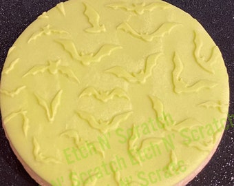 Bats Background Cookie De Embosser, Acrylic Fondant Stamp spooky Halloween #047