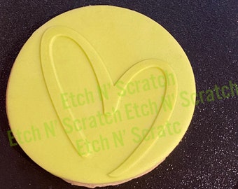 Open Heart, Cookie De Embosser, Acrylic Fondant Stamp, Love Heart Valentines #011