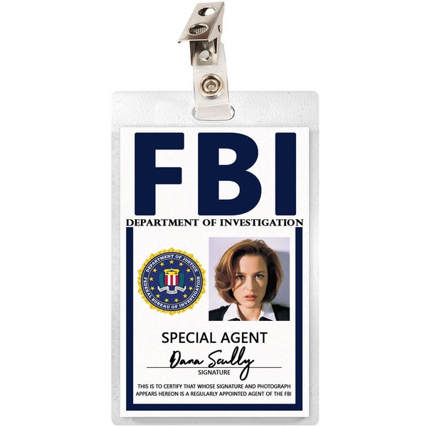 X FILES Dana Scully FBI ID Badge Name Tag Card Costume Prop Laminate Cosplay Halloween