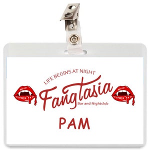 Fangtasia Vampire Nightclub True Blood ID Badge Card Name Tag Your Name Here Costume Cosplay Prop Halloween Laminate Pam Eric Custom