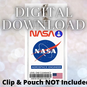 NASA Aerospace Engineer ID Badge Card Download Image Name Tag Cosplay Costume Astronaut image 1