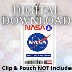 NASA Aerospace Engineer ID Badge Card Download Image Name Tag Cosplay Kostuum Astronaut