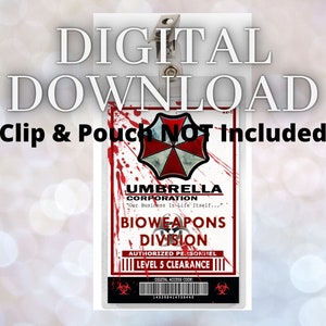 Resident Evil Bloody Umbrella Corporation Bioweapons Division ID Badge Card Download Image Name Tag Cosplay Costume