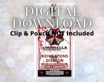 Resident Evil Bloody Umbrella Corporation Bioweapons Division ID Badge Card Download Image Name Tag Cosplay Costume
