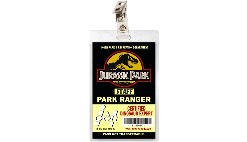 Jurassic Park Ranger ID Badge Card Download Image Name Tag - Etsy