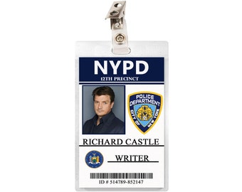 Castle RICHARD CASTLE ID Badge Card Name Tag Prop Cosplay Costume Laminate Halloween