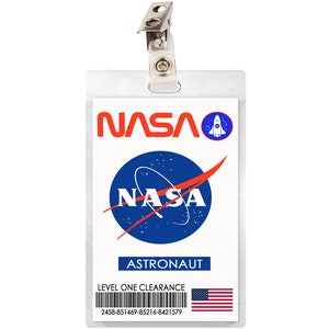 NASA Astronaut ID Badge Card Cosplay Costume Name Tag Halloween Laminate Rocket Scientist