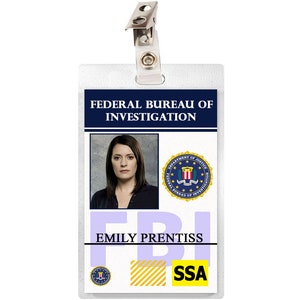 Criminal Minds Emily Prentiss ID Badge Card Name Tag Cosplay Costume Laminate Halloween image 1