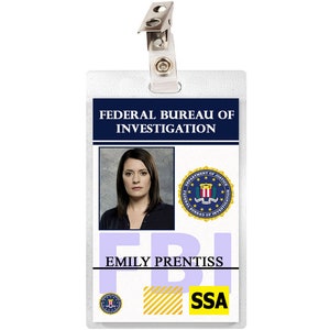 Criminal Minds Emily Prentiss ID Badge Card Name Tag Cosplay Costume Laminate Halloween