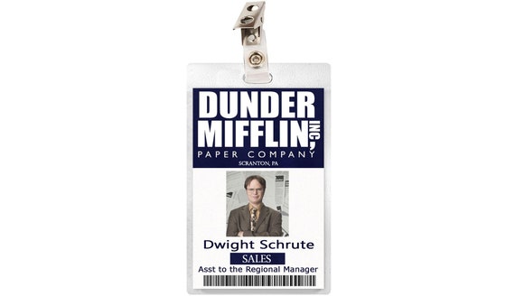 The Office Dwight Schrute Dunder Mifflin ID Badge Name Tag | Etsy