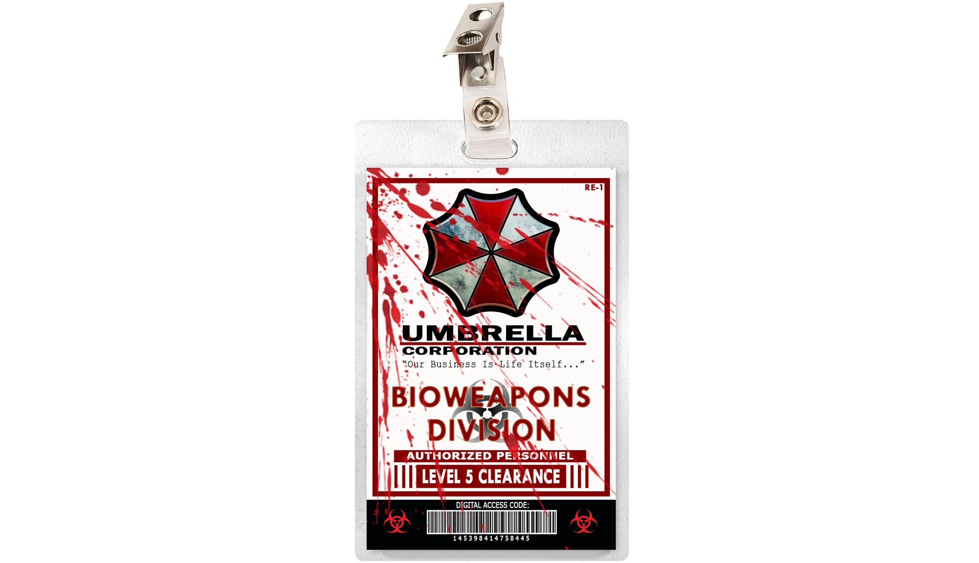 Resident Evil Bloody Umbrella Corporation Bioweapons Division ID Badge ...