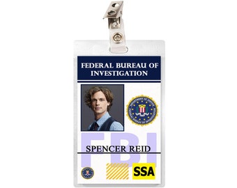 Criminal Minds Spencer Reid FBI ID Badge Card Cosplay Costume Name Tag Pretty Boy Laminate