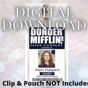The Office Pam Halpert Beesly Dunder Mifflin ID Badge Card Download Bild Namensschild Cosplay Kostüm