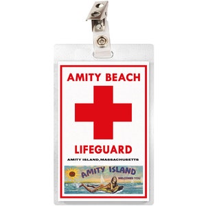 Amity Beach Lifeguard ID Badge Card Name Tag Laminate Cosplay Prop Costume Halloween Jaws Amity Island Martin Brody